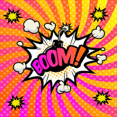 アメコミ風爆発テンプレート Boom pop art background, an explosion in comics book style.