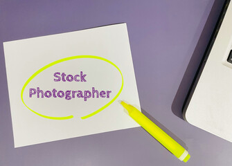 stock photographer- text on purple background