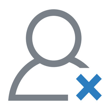 Rejected user icon. Delete contact sign design. User icon with remove, ignore, remove
