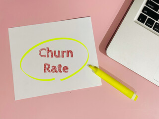 churn rate - text on pink background