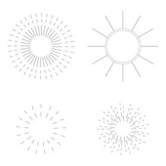 Circles rays lines. Woodcut style. Vector illustration. stock image.