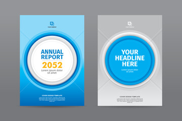 Modern circle shape blue and white  background A4 size book cover template for annual report, magazine, booklet, proposal, portfolio, brochure, poster