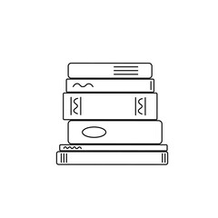 Pile of Textbooks in Doodle Style for Reading and Education. Vector Line Art Illustration, Isolated, Cartoon.