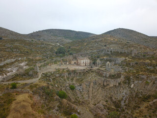 Fototapeta na wymiar Panoramic aerial view of the ghost town in Real del Catorce in San Luis Potosi