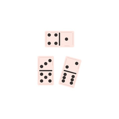 Dominoes with numbers of black dots and lines flat style