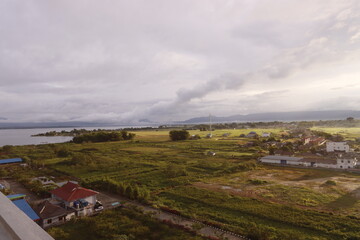 Fototapeta na wymiar landscape of a small village desa sariburaja janjimaria balige toba north sumatera