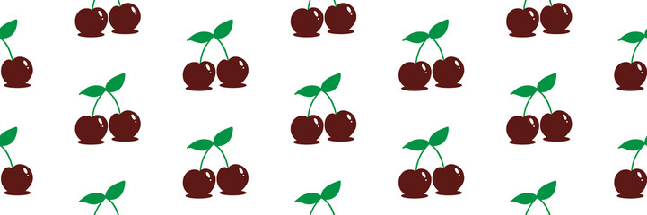 Wide horizontal vector seamless pattern background with chocolate covered cherry.
