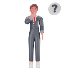 3d illustration Man with question mark