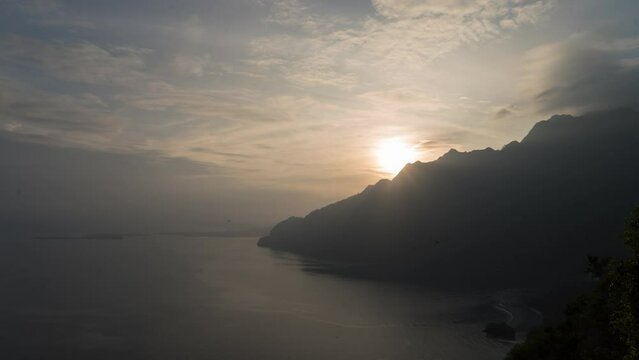 Sunrise Time Lapse from the Mountain Hill in Saleman Village Ora Beach Maluku Indonesia