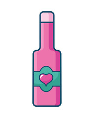 heart love in champagne bottle