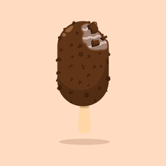 Bitten Chocolate Ice Cream Vector Illustration