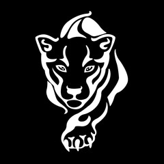 Crouching predator  on black background