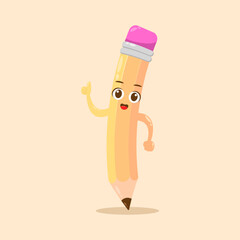 Yellow pencils cartoon mascot vector illustration