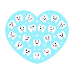 a set of happy teeth to form a love vector illustration