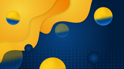 Modern blue and yellow flag star ribbon halftone and podium design background. Abstract background with trendy color for presentation design, flyer, social media cover, banner, nation festival banner