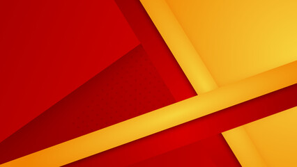 Modern red and orange flag star ribbon halftone and podium design background. Abstract background with trendy color for presentation design, flyer, social media cover, banner, nation festival banner