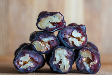 Traditional Turkish and Georgian sweet dessert churchkhela. Walnut sausage. It is made with grape molasses and walnuts