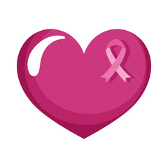 breast cancer ribbon in heart