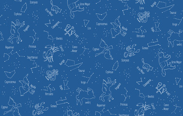星座の柄　星のシームレスパターン　テキスタイルデザイン　宇宙 © okuni