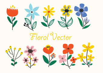 Vector flower set hand drawn art	
