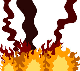 燃え盛る炎と煙 大火事のイラスト