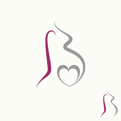 Simple but unique letter or word SB script font with line art, love, pregnant image graphic icon logo design abstract concept vector stock. Can be used as symbol related to home initial or mother