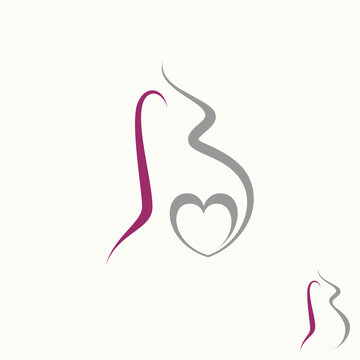 recommend clip art: Simple but unique letter or word SB script font with line art, love, pregnant image graphic icon logo design abstract concept vector stock. Can be used as symbol related to home initial or mother