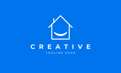 Smile house logo with business card template. Vector graphic design elements editable for company and entrepreneur.
