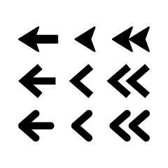 Arrows set black. Arrows pointing to the right icon set. Vector set of trendy black arrows in flat style. Collection of simple vector arrows. Cursors icons. Vector illustration.