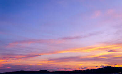 Fototapeta na wymiar Colorful sunset sky over the sea in twilight time.