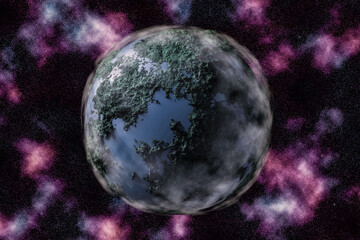 宇宙空間と惑星　Outer space and planets, 3d rendering.	
