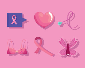 six breast cancer awareness icons