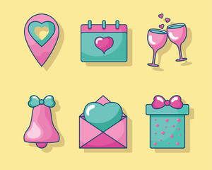 six wedding celebration icons