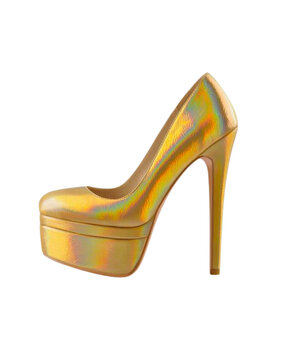 Gold Holographic Platform Stiletto Heel, Platform Shoes