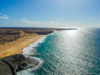 Fototapeta na wymiar Ocean beach from above with a drone
