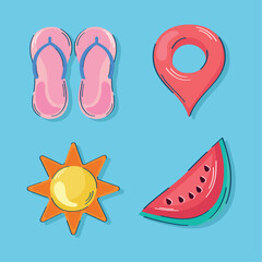 travel vacations four icons