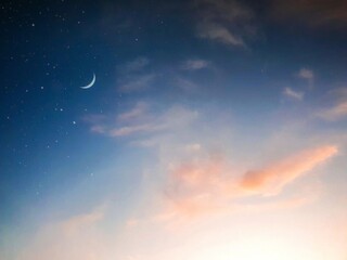 Obraz na płótnie Canvas Magical Sunset with moon and stars.