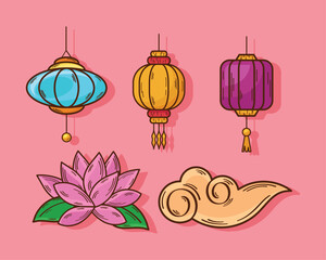 five chuseok celebration icons