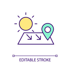 Climate smart agriculture RGB color icon. Consider local weather patterns. Farming industry. Isolated vector illustration. Simple filled line drawing. Editable stroke. Arial font used