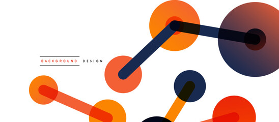 Line points connections geometric abstract background. Circles connected by lines. Trendy techno business template for wallpaper, banner, background or landing
