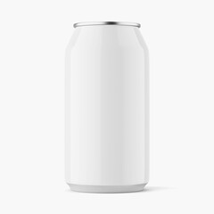 Glossy 330 ml can on white background mockup - 3D rendering