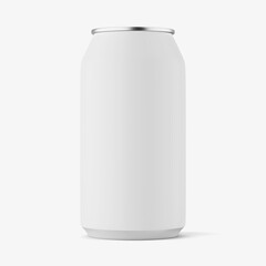 Matt 330 ml can on white background mockup - 3D rendering