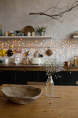 The interior of the kitchen in a modern Scandinavian style