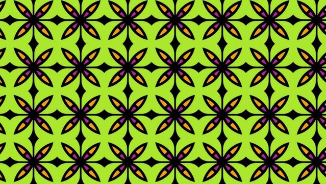 Seamless tile pattern design with colorful floral background slide animation. beautiful ornaments