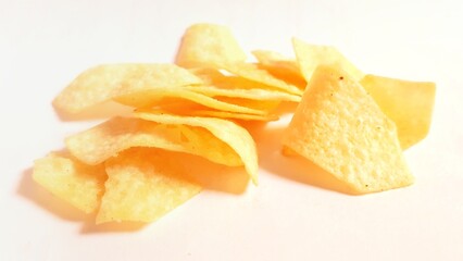 Potato chips isolated white background