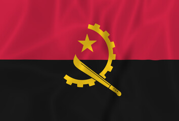 Illustration waving state flag of Angola - obrazy, fototapety, plakaty