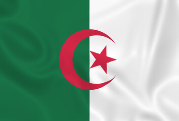 Illustration waving state flag of Algeria