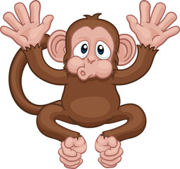 Monkey Cartoon Character Animal Mascot Waving