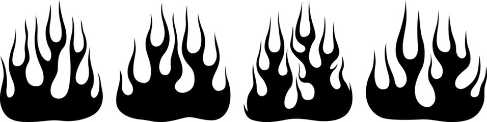 Fire flames isolated on white background. Tribal tattoo design.
