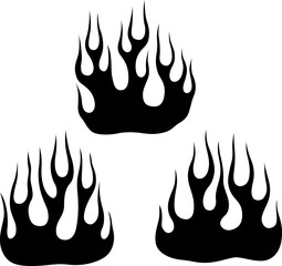 Fire flames isolated on white background. Tribal tattoo design.